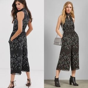 NWT‎ TED BAKER 70s Floral Halter Ruffle Neck Sleeveless Crop Wide Leg Jumpsuit 6